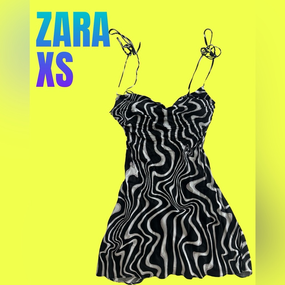 SOLD Zara Black and White Swirl Dress